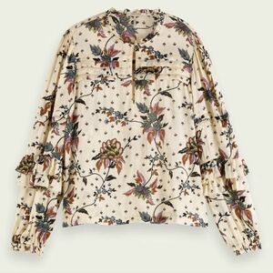 Scotch & Soda floral ruffled sleeves blouse size L